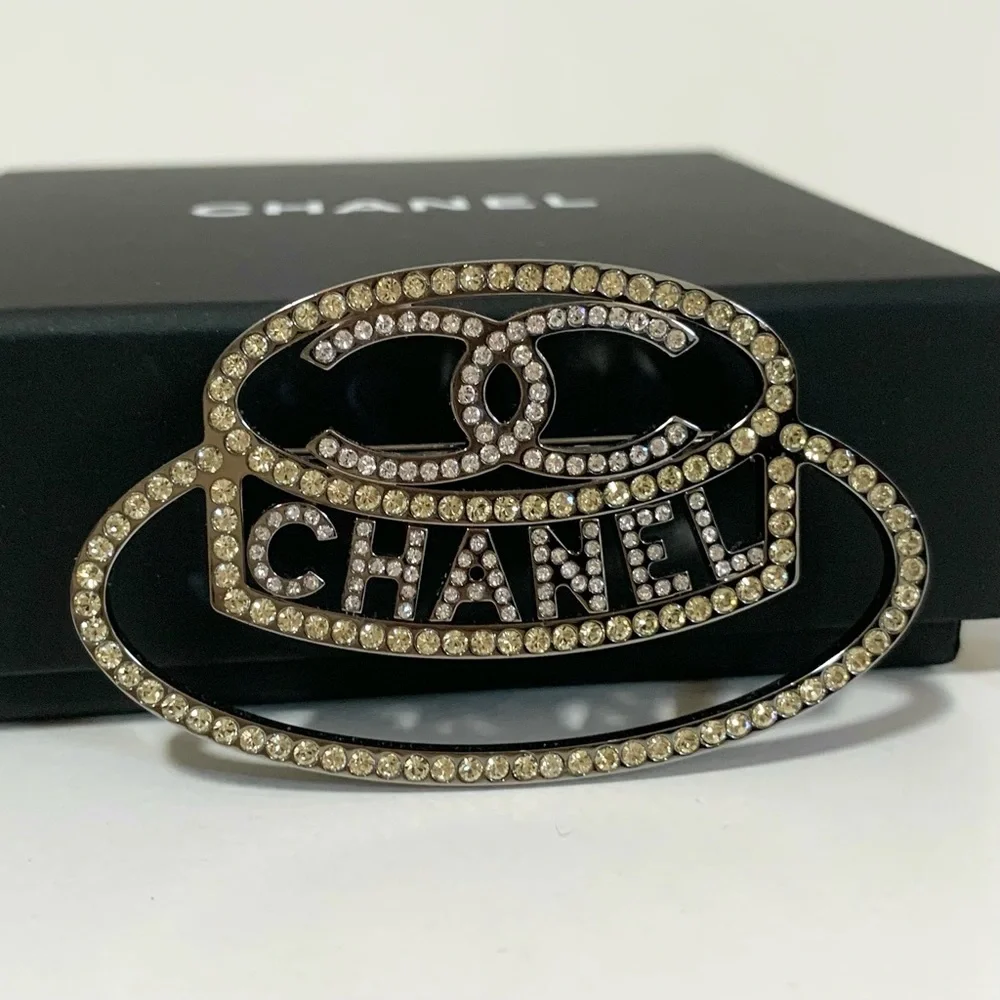 Chanel crystal hat brooch pin